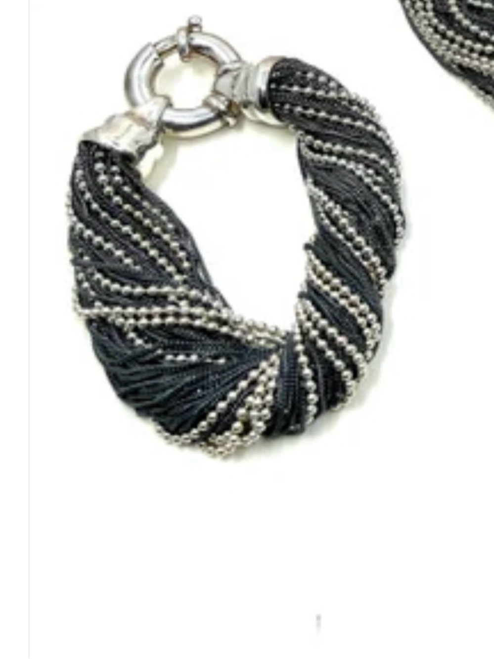 Beautiful Sterling Silver Torsade Twisted Multi-Strand Statement Bracelet